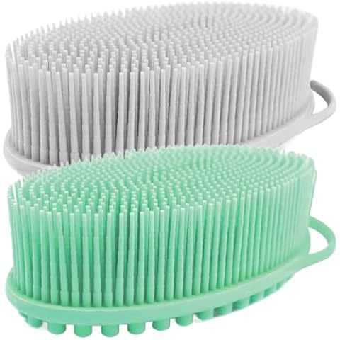 Avilana Green and Light Gray Silicone Body Scrubber Bundle - Earthy and Subtle Dual-Tone Set Cover