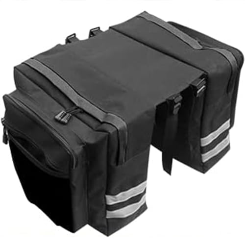 自転車 パニアバッグ リアバッグ 大容量 左右一体型 ペア30L 防水 防塵 射ストライプ付き 取り付け簡単 軽量 持ち運び便利 調整可能 pannier rack bag 多機能 アウトドア サイクリング 通学 通勤 ロードバイク 男女兼用 (ブラック)