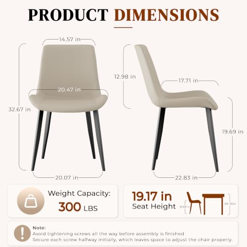 Image of Dining Chairs Set of 6, Kitchen Dining Chairs, Modern Upholstered Kitchen Chairs with Faux Leather and Metal Legs, Dining Room Chairs, Light Grey