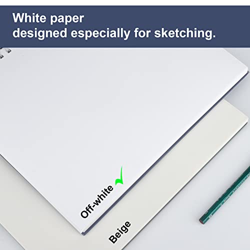 SuFly 9\"x12\" Hardcover Sketch Pad, 2 Pack, 90lb/140gsm, 60 Sheets Each, Side Wire Bound, White - Thumbnail 3