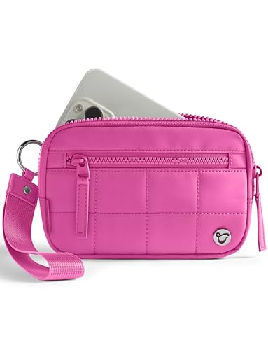 Image of Uselike Womens Wallet Card Holder Purse with Zipper Quilted Phone Wallet RFID Blocking Small Wristlet Wallets for Everyday, Travel (Raspberry Pink)