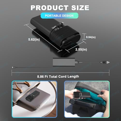 Image of 130W USB Type C Laptop Charger Compatible with Dell XPS 15 17 9500 9510 9520 9530 9700 9710 9720 2in1,Precision 5550 5560 5530 5570 5470 5480 5760,Latitude 5431 5531 AC Adapter Computer Power Cord