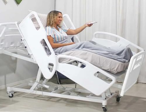 Cama Hospitalar Motorizada 8 Movimentos com Elevação do Leito e Trendelemburg Luxo e Colchão D33-1037 AS