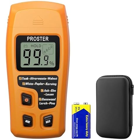Proster Wood Moisture Meter - Digital Moisture Detector Moisture Tester, Pin-Type Moisture Detector Damp Tester for Wood Firewood Paper Floor Cover