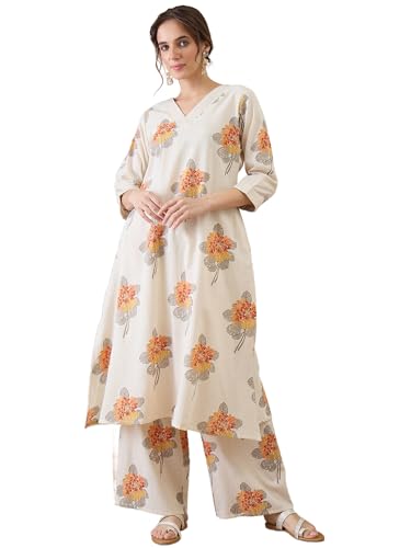 Image of INDO ERA Women Pure Cotton Kurta Palazzo Set | Printed Kurta with Palazzo Pants | Summer Friendly, Office Wear Co-Ord Set | Co Ord Set For Women Stylish