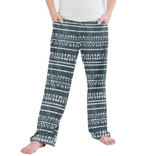 Boho Bohemia Long Pajama Pants Elastic Waist PJ Bottoms with Pockets S A111897