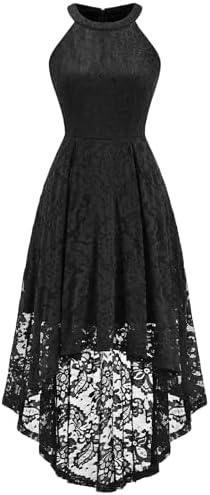Dressystar Women Halter Lace Wedding Guest Dress Hi-Lo Cocktail P...