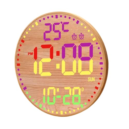 Décoration d'intérieur moderne avec horloge murale numérique RVB bois
