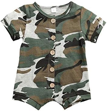 iddolaka Newborn Summer Baby Boy Girl Romper Bodysuit Jumpsuit Playsuit One Piece Outfit Clothes (Short Sleeve Camouflage, 0-3 Months)