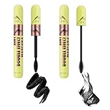 Double Effect Mascara for Thin Lashes, Magic Cap Volumizing & Defining 2-in-1 Waterproof Eyelash Makeup (Black)