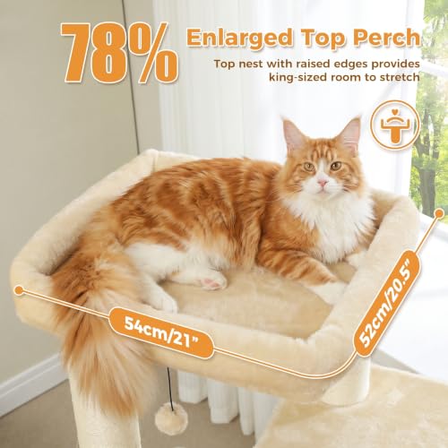 Image of PAWZ Road Large Cat Tree, 45 inch Heavy Duty Cat Tower with Dual Condos, Beige