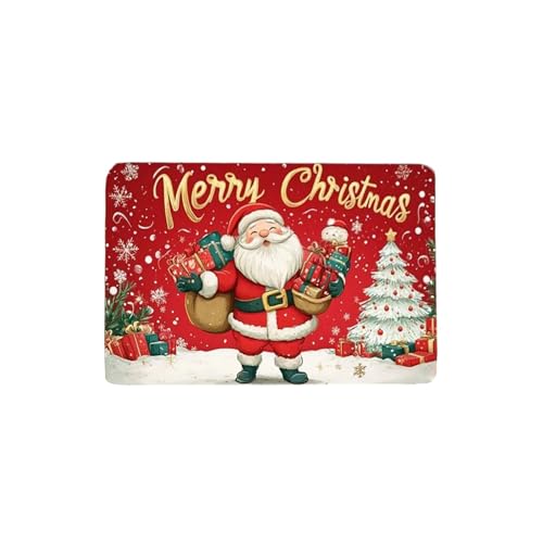 AMhomely 40x60cm Christmas Doormat, Non-Slip Floor Mat for Front Door, Porch, Living Room, Indoor Use - Holiday Decor with Soft Binding & Dirt-Resistant (Merry Christmas & Santa)