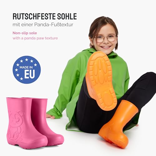 Ladeheid Gummistiefel Kinder EVA federleichte Regenschuhe für Jungen und Mädchen LA-CA-10 (Rosa, 28/29 EU)