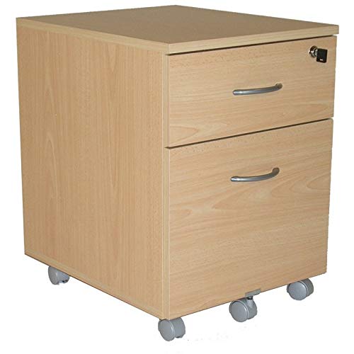 SIMMOB Caisson de Bureau 2 Tiroirs Hêtre 5 roulettes L 41 H 56 P 50 cm