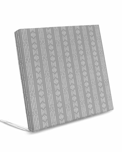 Homechoid Grey Geometric Indoor Outdoor Couch Cushion Covers Replacement 4 Pack, Bohemia Southwestern Stripe Boho White Waterproof Chair Sofa Seat Cover with Ties 24x24x4