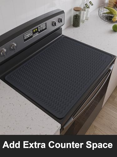Stove Top Covers for Electric Stove, Food Grade Heavy Duty Silicone Glass Stove Top Cover Protector, Induction Cooktop Protector, Heat Resistant Range Ceramic Stove Top Covers Mat, Oven Cover