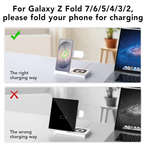Image of Wireless Charger for Samsung Charging Station, Foldable & Nightlight | 3 in 1 Charging Station for Samsung S26-S10 /Note /Z Fold Flip8,Travel Charger for Galaxy Watch 8-1 /Buds,Not for Watch 9 /Ultra2