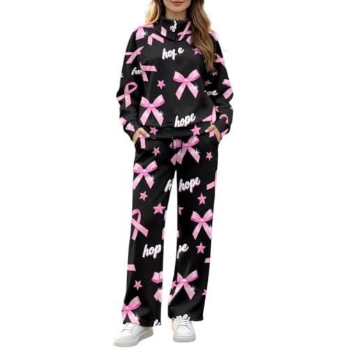 Pwnixequ Bowknot Womens Half Zip Lounge S-4XL