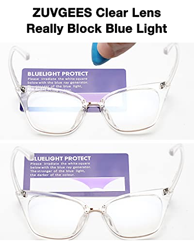 Image of ZUVGEES 2 Pack Womens Cute Oversized Cat Eye Blue Light Blocking Reading Glasses Computer Readers