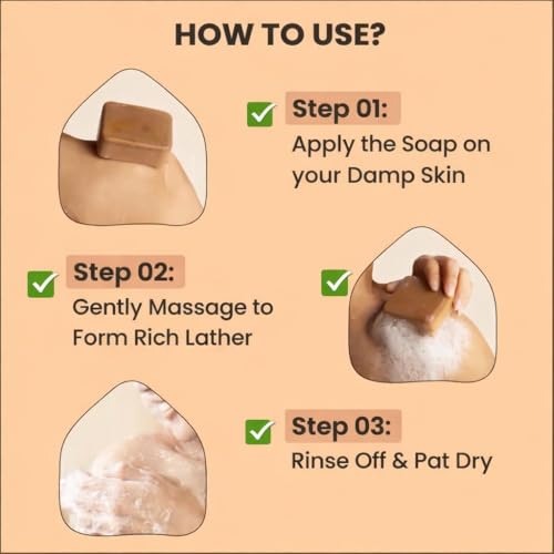 Image of Amazon Brand - Magic Soap Sandal Wood And Saffron Bath Soap - Natural & Paraben-Free, Bathing Soap Bar for Glowing, Brightening & Refreshing Skin | Deep Cleans Pores & Removes Dirt - 300 g (Pack of 3)