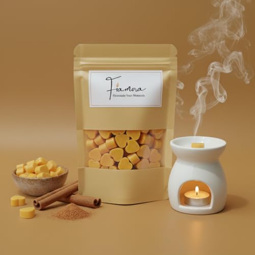 Image of Wax Melts | Organic Soy Wax | Essential Oil Infused | Cinnamon Fragrance | Heart Shape Aroma Melts | Warm Room Freshener | Safe Smoke-Free Scent | 80 GMS