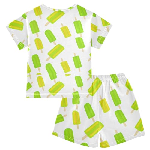 Ice Cream Lime Pajama Set Short Sleeve Summer Pajamas Sleepwear Nightwear Set Cotton 5Y2