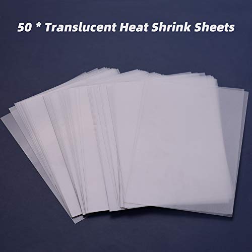 Ajcoflt 50 Folhas Shrink Films Kit Shrinky Art Film Paper Folhas termorretráteis para enfeites Artes