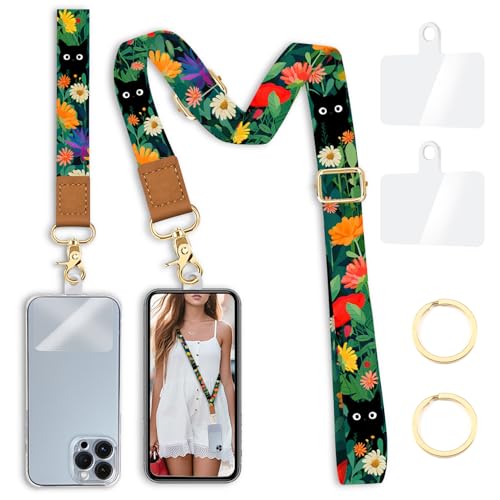 Image of Yonlevres Phone Lanyard Crossbody Strap Wrist Neck Adjustable Women Cat | Cell Phone Lanyard for Travel Cruise Daily, Hands-free, Fit Keys ID Badge, for Full-coverage Phone Case, Accessories, Gifts