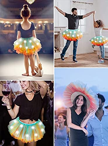 Adult Tutu Skirt,Tulle Tutu Skirt For Women With Led Neon 5 Layers Tulle Ballet Skirts For Party Dance #TOP4