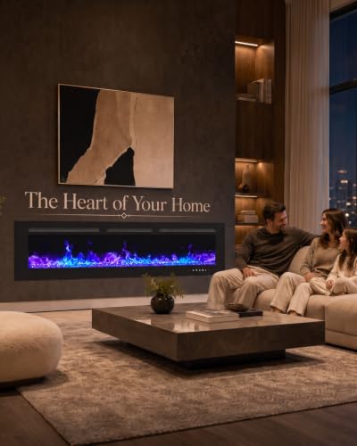 Image of Silonn 50-Inch Smart Electric Fireplace, Ultra-Slim Wall-Mounted or Recessed Fireplace Heater with 1400W Heat, WiFi App & Remote Control, Timer and 20 Customizable Flame Colors