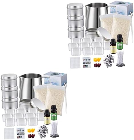 EXCEART 2 Sets with Kit Premium Making Supplies and Material DIY Pot Candles Materials Mug Tools Crafts Pigment Scented Soap Oils Beeswax Arts for Soy Rich Including Pouring Handle Device