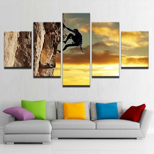 Tableau de décoration murale haut de gamme paysage de coucher de soleil en 5 panneaux design