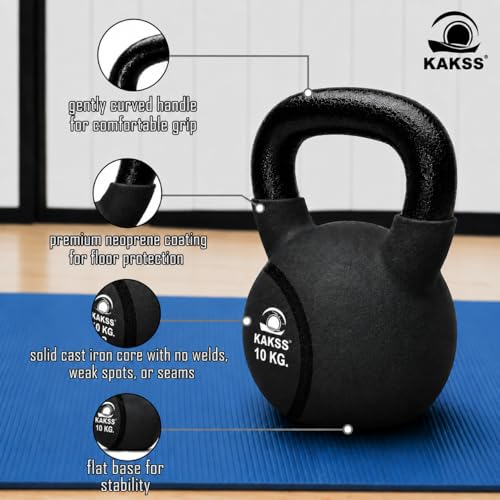Image of Kakss Half Coating Neoprene Kettlebell (black, 10kg)