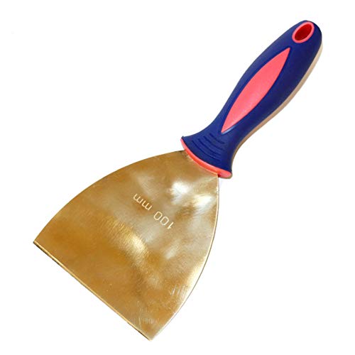 Couteau À Enduire En Laiton,Spatule De Plâtrier Avec Poignée En Caoutchouc,Grattoir À Gypse,Dissolvant Pour Bois, Grattoir À Papier Peint, Outil De Peinture,100mm Cover