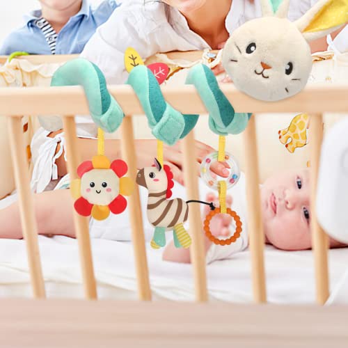 Jericetoy Baby Car Seat Toys 0-6 Months, Carseat Toys For Infants Stroller Toy Baby Spiral Plush Toys Hanging Crib Activity Toy For Crib Bed Stroller Car Seat, Hanging Rattle Toy #TOP4