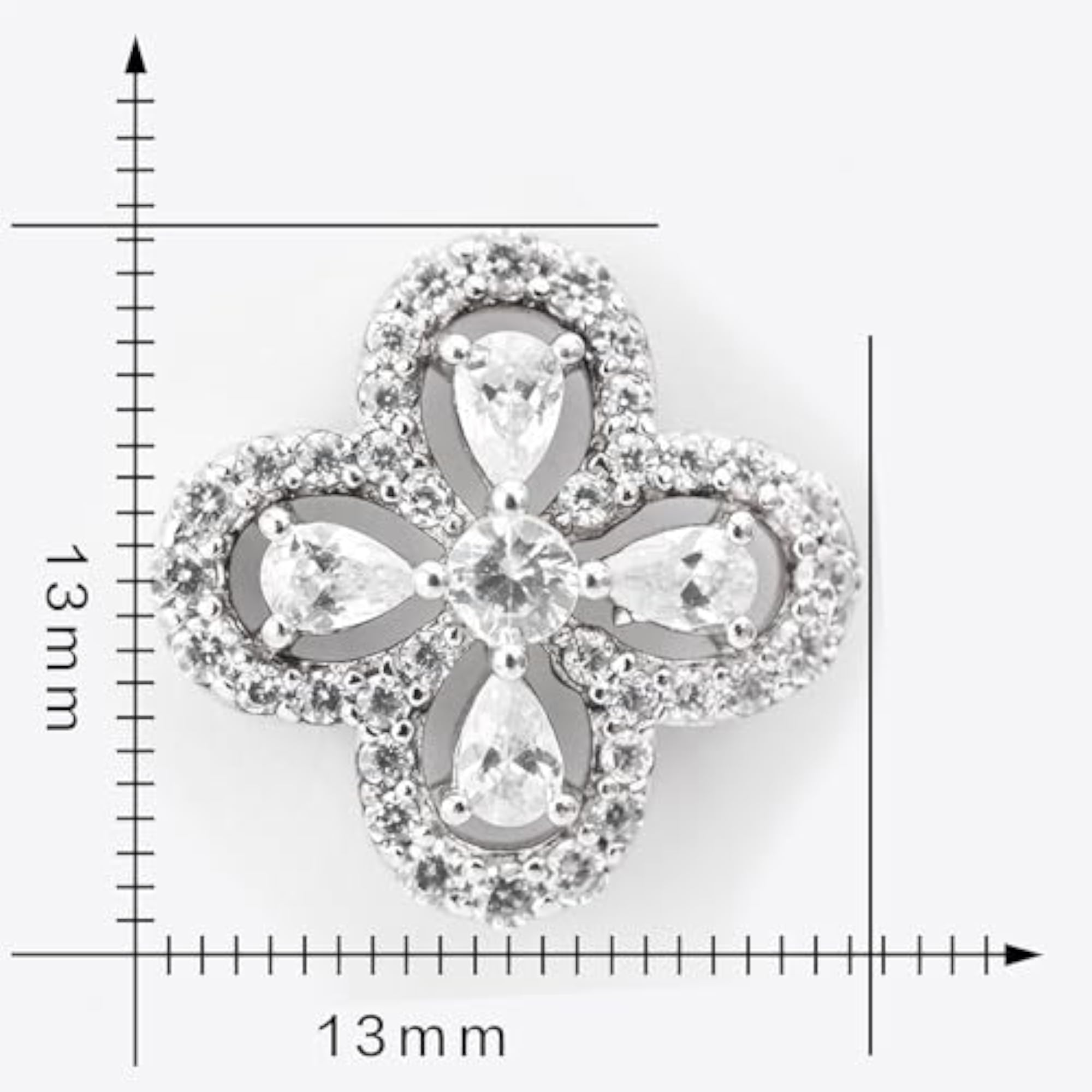 92.5 Sterling Clover Halo Whispers Earrings, Clover Set Studs, Whites Collection