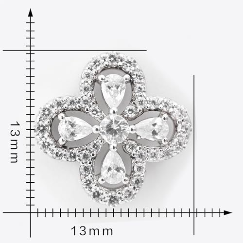 92.5 Sterling Clover Halo Whispers Earrings, Clover Set Studs, Whites Collection