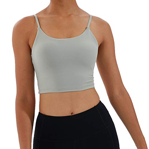 Image of Women's Strappy Stretch Sports Bra Longline Yoga Tank Top Fitness Bra Workout Camisole Crop Tops for Teen Girl