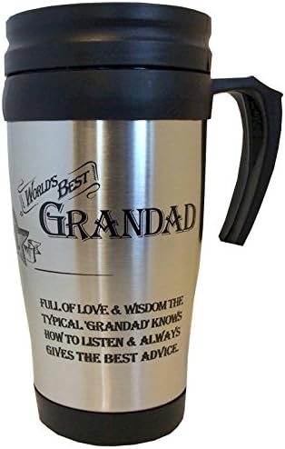 Arora 8839 World's Best Grandad Travel Mug, Stainless Steel, Black