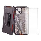 WallSkiN Case for iPhone 13 Mini (5.4') with 2 Screen Protectors | Heavy Duty Full Body Military Grade Drop Protection Carrying Cover Holder | Holster for Men Belt with Clip Stand – Camouflage