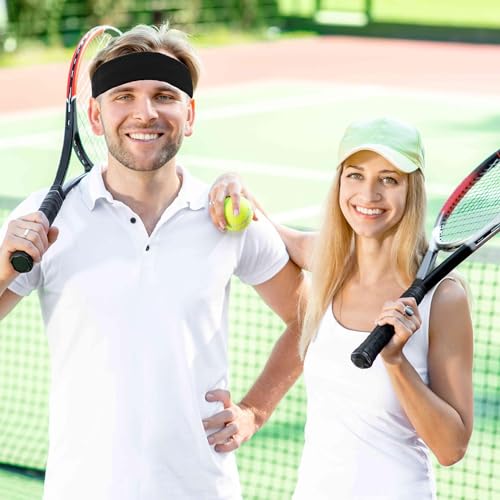 Image of 4 Pack Sweatbands Sports Headband for Men and Women, Moisture Wicking Athletic Workout Headband for Running, Tennis, Basketball, Yoga, Gym Stretchy Unisex Sweatband