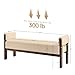 VKNOW End of Bed Bench, 51.8” Modern Upholstered Bedroom Bench Indoor Bench with Arms, Entryway Bench with Solid Wood Frame for Bedroom Living Room, Brown