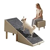 Dog Ramps, Foldable 2-in-1 Wooden Pet Steps, 23 Incline Foldable Dog Ramp Ottoman, Solid Wood Anti-Slip Pet Ramp, Split Ottoman Design, Foldable Pet Steps for Large and Small Cats