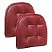 Klear Vu The Gripper Faux Leather Upholstered Button Tufted Pad, Pack of 2 Chair Cushions, One Size, Red
