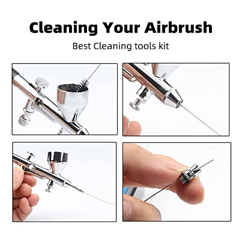 MACIMO Airbrush reinigingsset houder 5 stuks reinigingsnaalden, 5 stuks reinigingsborstels, 1 stuks mondstukschraper, 9… - Image 3