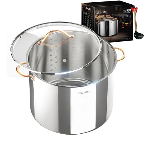 Comparison: Best 20 Quart Stock Pot 9 Ciwete Stock Pot 20 Quart, 3 Ply Stainless Steel Stock Pot with Lid, 20 Quart Soup Pot with Copper Handle, Healthy Stockpots, Induction, Oven, Gas and Dishwasher Safe