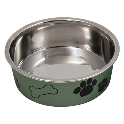 JACK AND VANILLA, Ciotola in Acciaio Inossidabile Antiscivolo per Animali dal Design Moderno Verde, capacità 270 ml, Diametro 12 cm, Facile da Pulire, Ideale per Cani e Gatti, Modello Bon Appetit