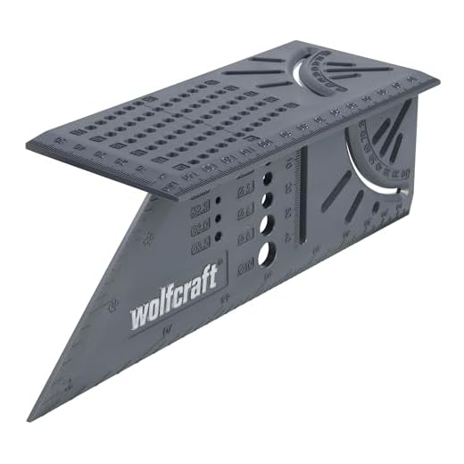 wolfcraft I 3D-Gehrungswinkel I 5208000 I zum Bearbeiten von dreidimensionalen Werkstücken I Anschläge für 45°- und 90°-Winkel I einsetzbar als Streichmaß für parallele Linien