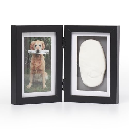 DDOXX Pfotenabdruckset Hund - Schaffe bleibende Erinnerungen mit dem Pfotenabdruck deines Haustieres - Polyester-Schaumstoff für Lange Haltbarkeit - mit Fotorahmen - Dog Clay Kit - Schwarz