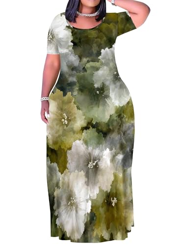 Image of Plus Size Maxi Dresses for Curvy Women T-Shirt Summer Sun Dresses Loose Fit